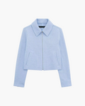 Lichtblauwe Cropped Damesjas met Kraag