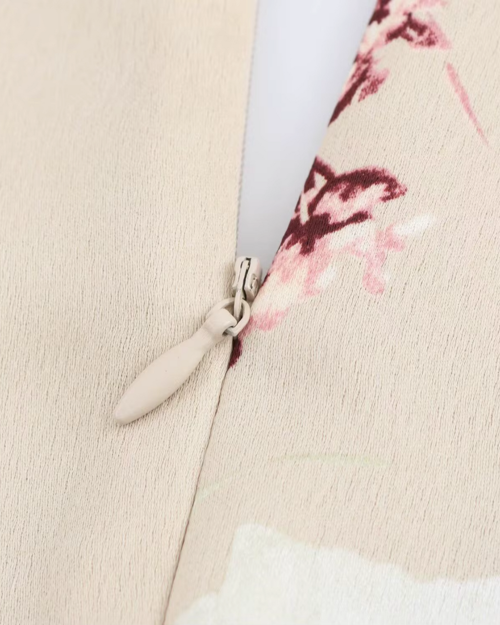 Beige Midi Jurk met Bloemenprint