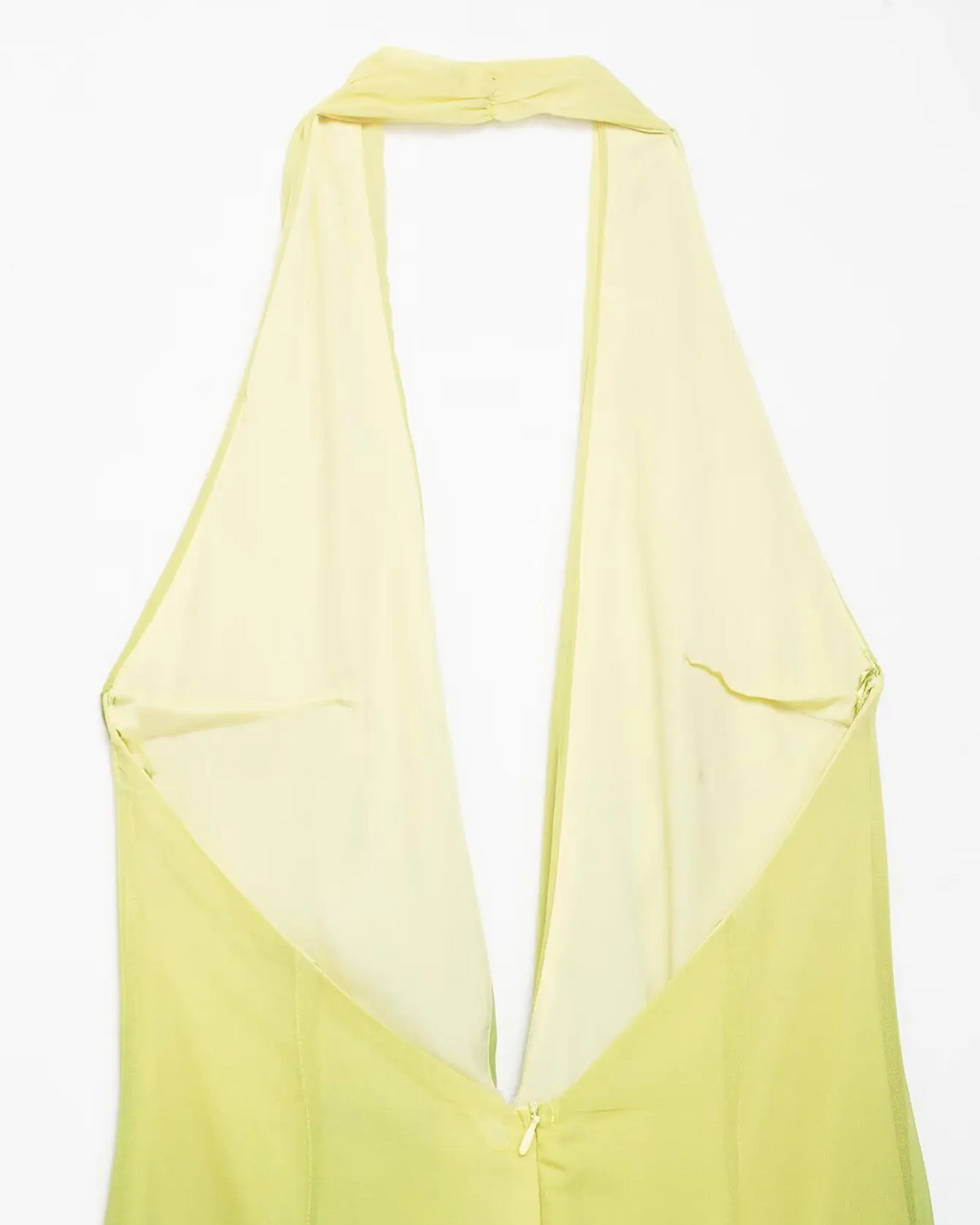 Gele Halter Maxi Jurk met Gedrapeerd Detail