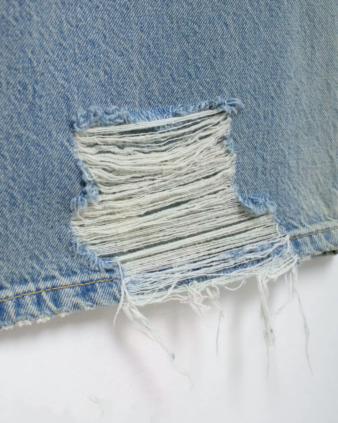 Lichtblauwe Wide Leg Jeans met Destroyed Details
