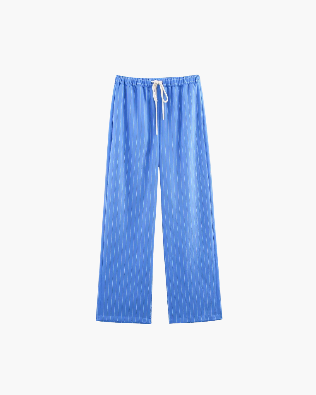 Lichtblauwe Gestreepte Dames Set met Blouse en Broek