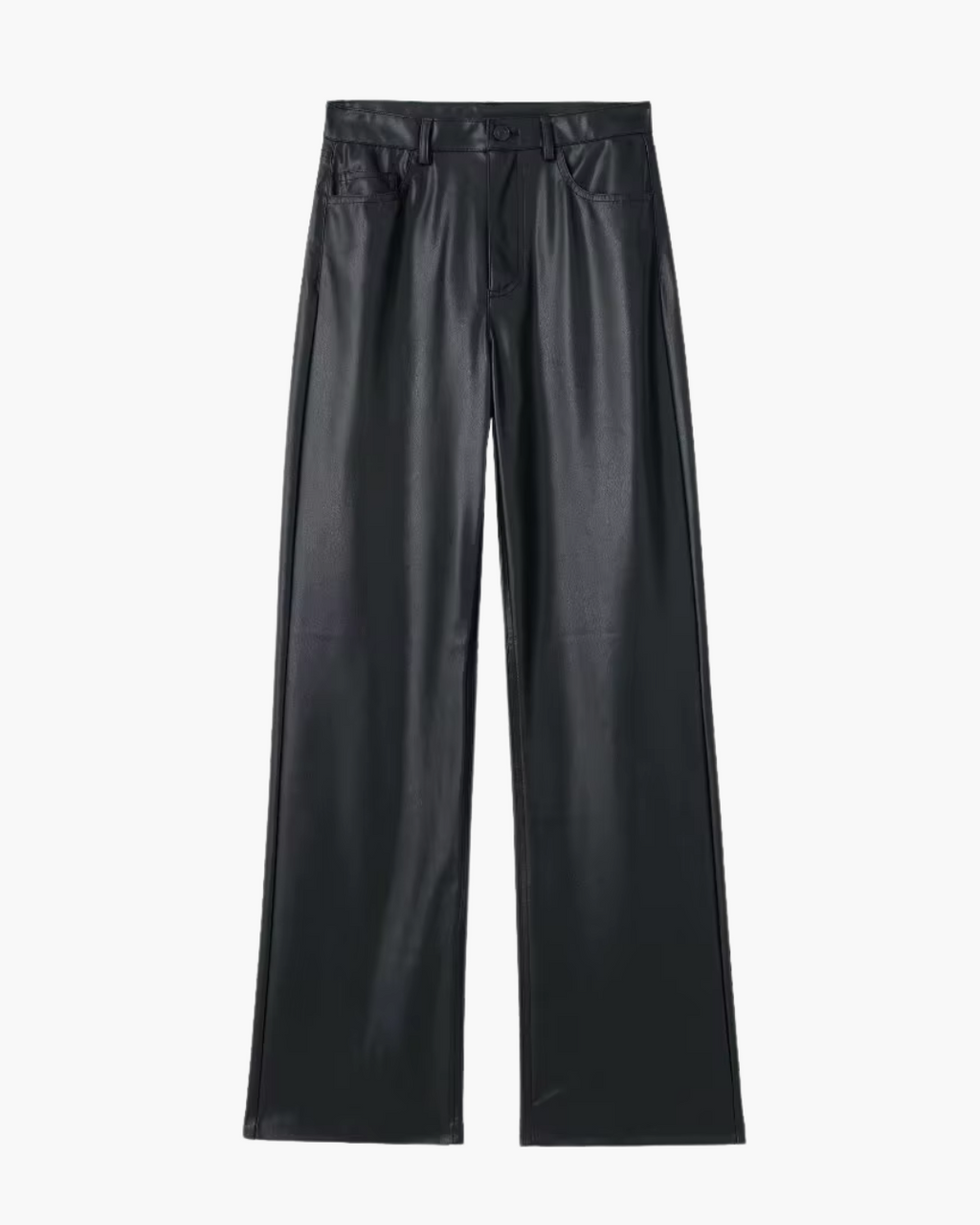 Zwarte Wide Leg Broek van Imitatieleer
