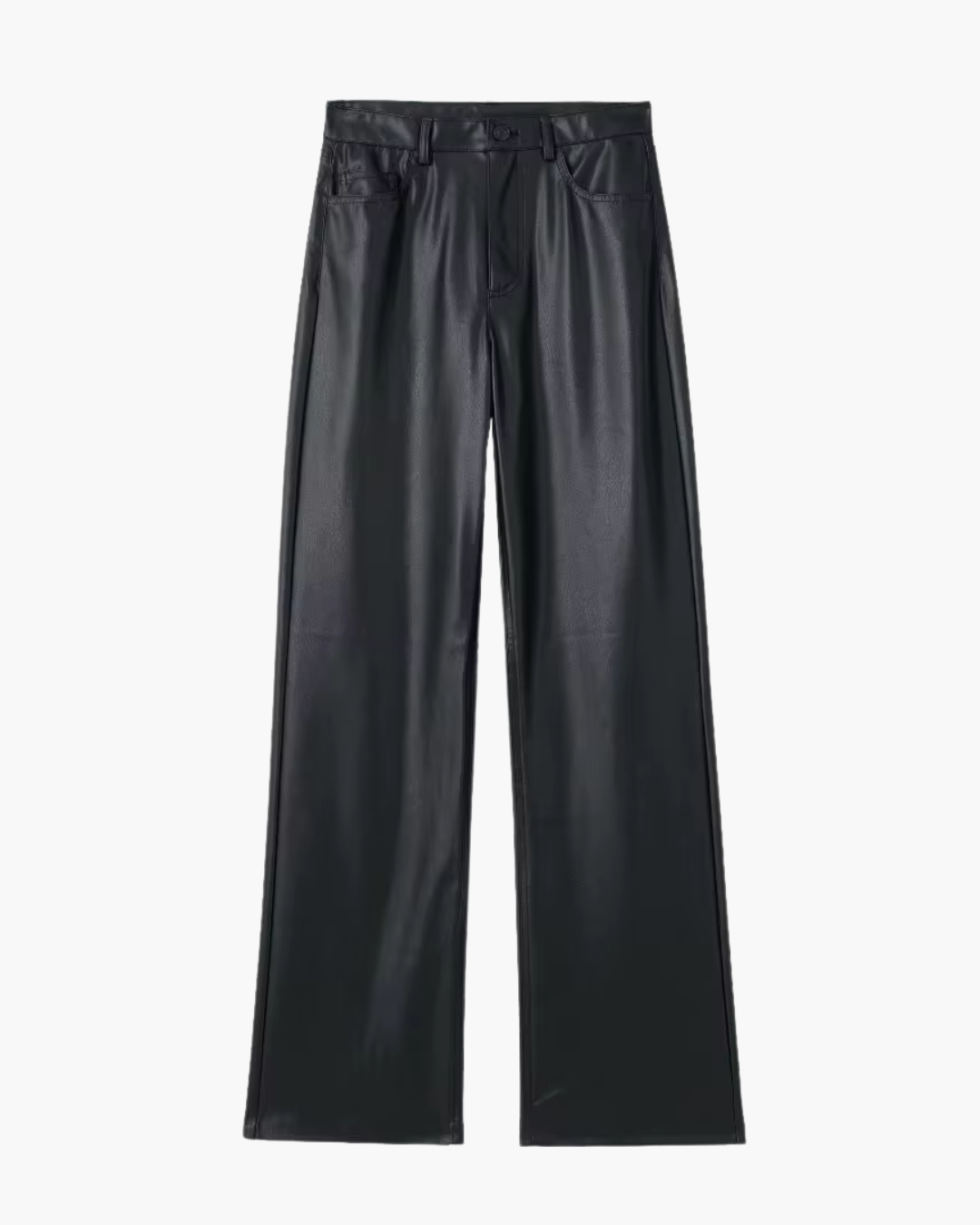 Zwarte Wide Leg Broek van Imitatieleer