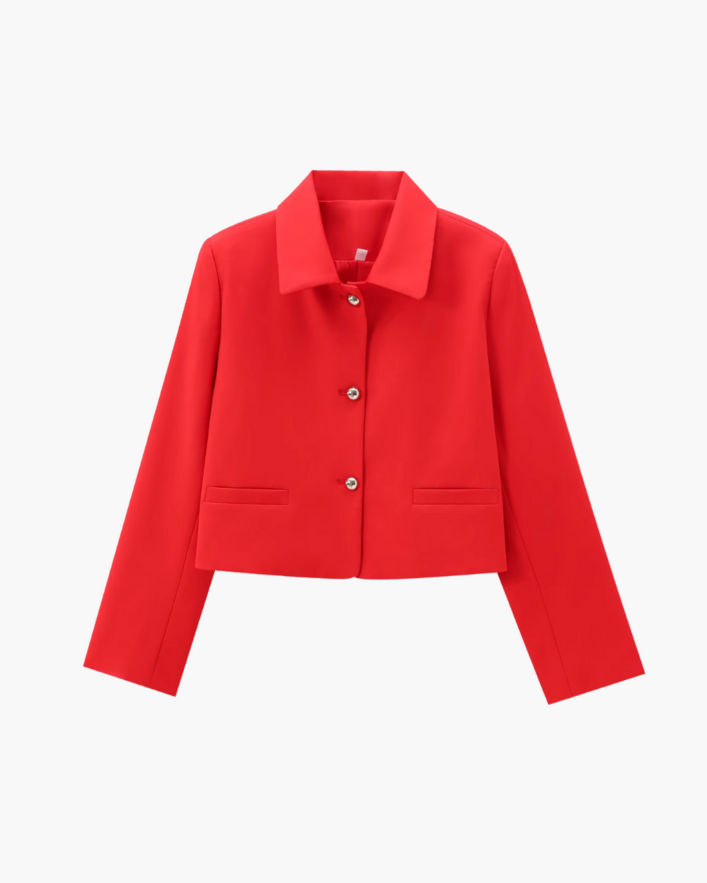 Rode Cropped Damesblazer met Knopen
