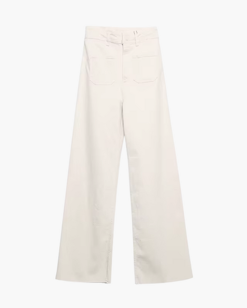 Crème Wide Leg Broek met Hoge Taille