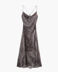 Slangenprint Midi Jurk met Spaghettibandjes