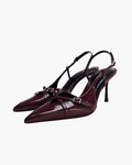 Bordeaux Slingback Pumps met Gespen – Lak Hakken met Puntige Neus