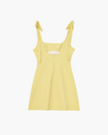 Gele Geruite Mini Jurk met Strikbandjes