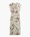 Beige Midi Jurk met Bloemenprint