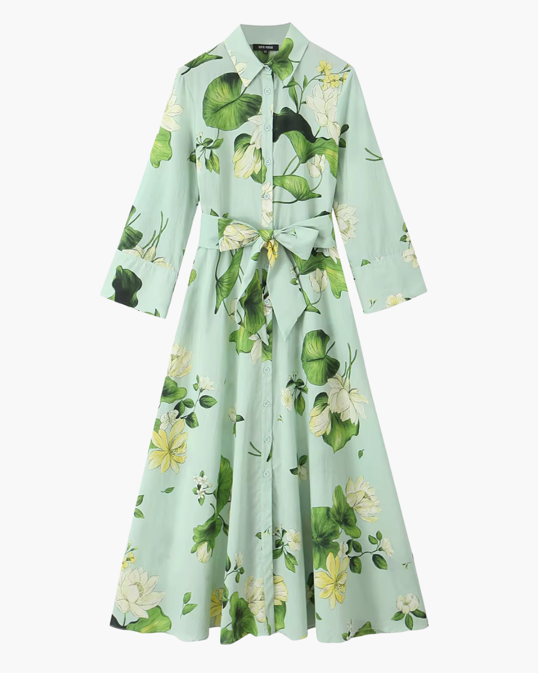 Mintgroene Bloemenjurk met Strikceintuur
