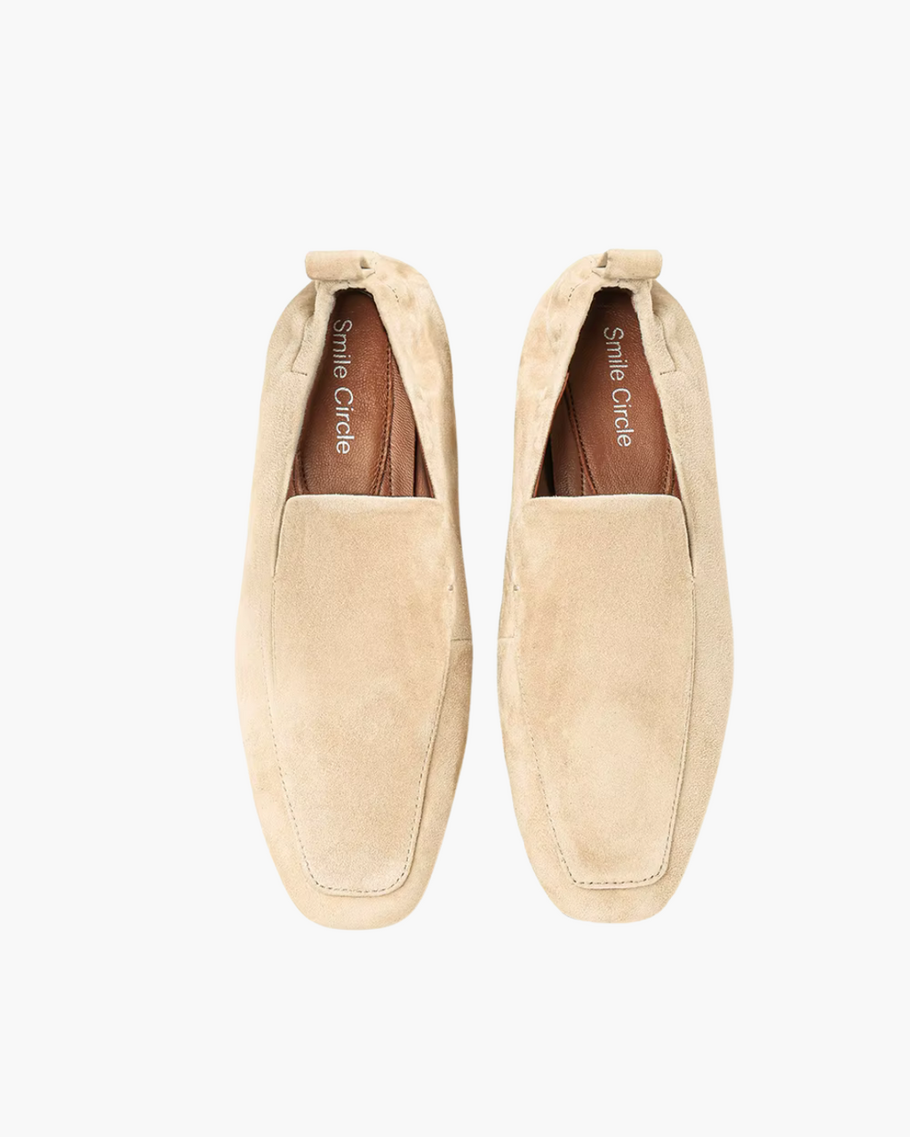 Beige Suède Loafers Dames – Zachte Instappers met Vierkante Neus