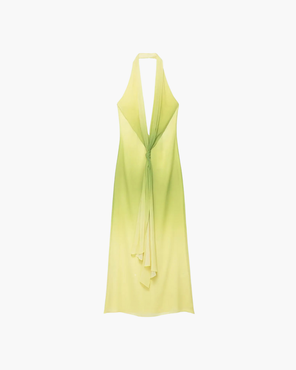 Gele Halter Maxi Jurk met Gedrapeerd Detail