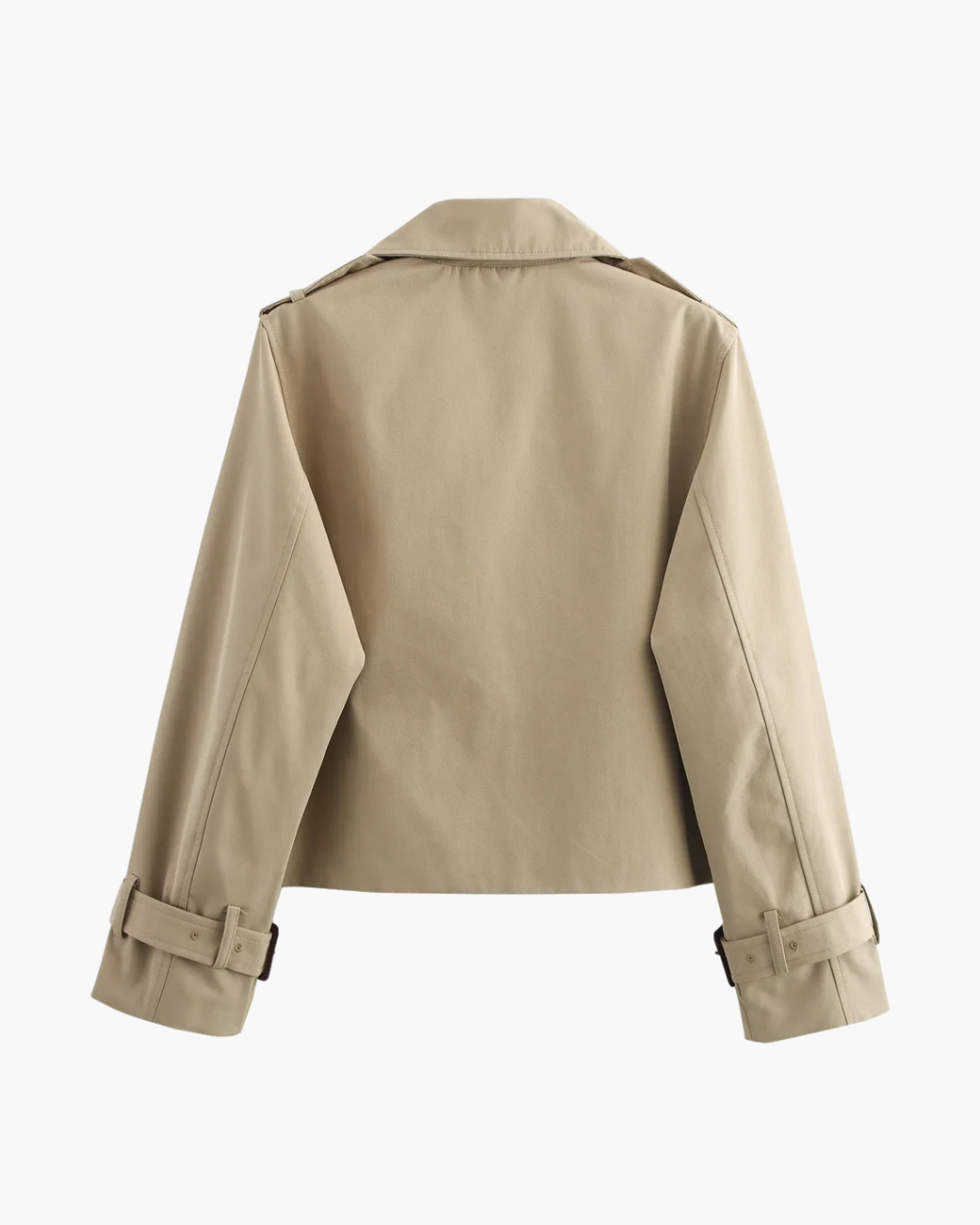 Beige Cropped Trenchcoat met Dubbele Knopen
