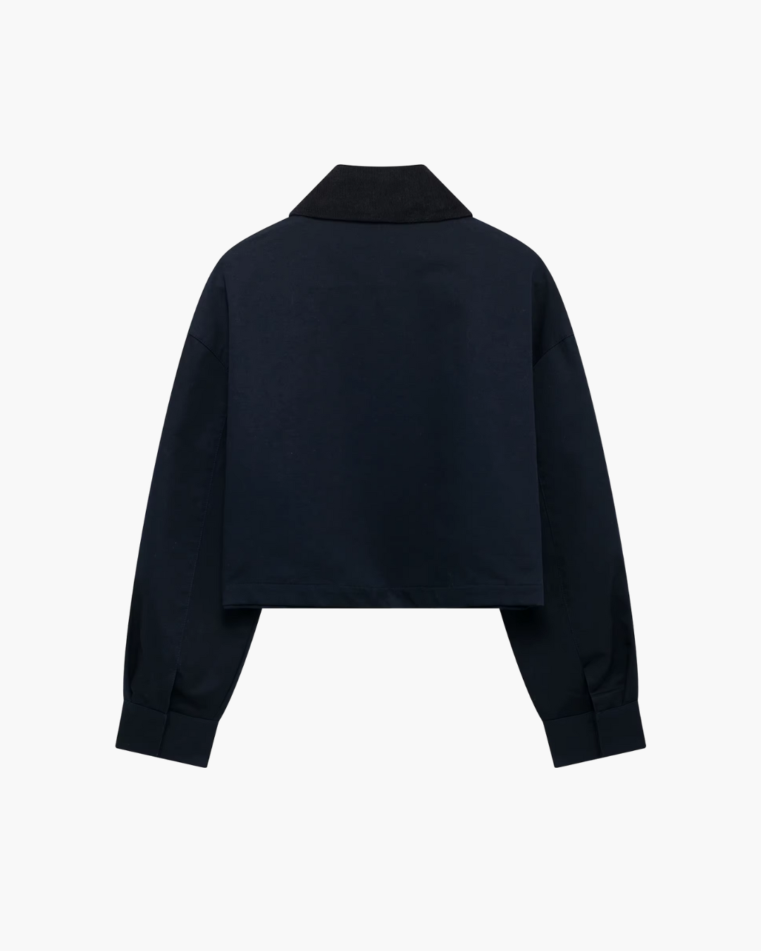 Donkerblauwe Cropped Damesjas met Kraag