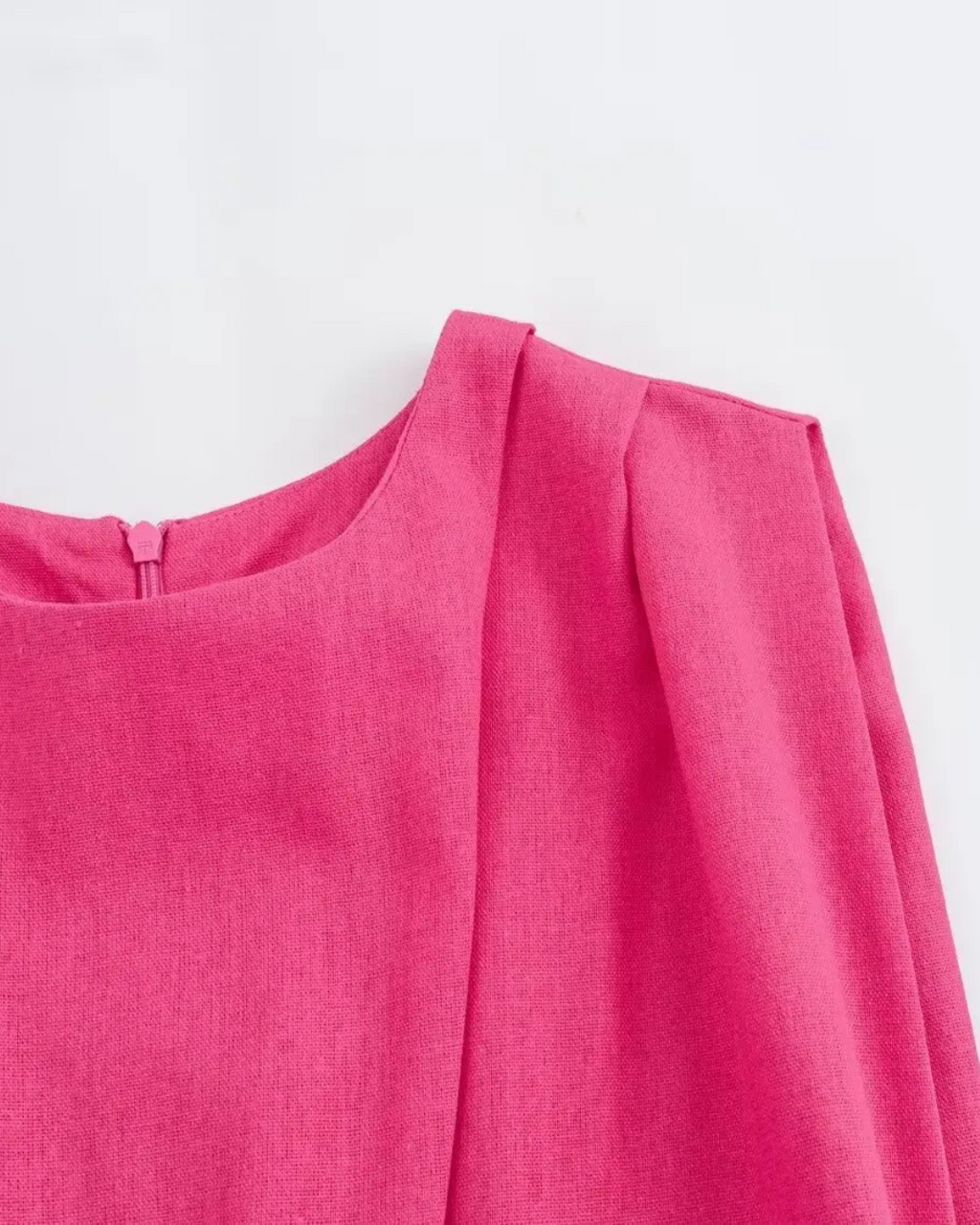 Fuchsia Midi Jurk Dames – Mouwloze Jurk met Cut-Out & Ringdetail