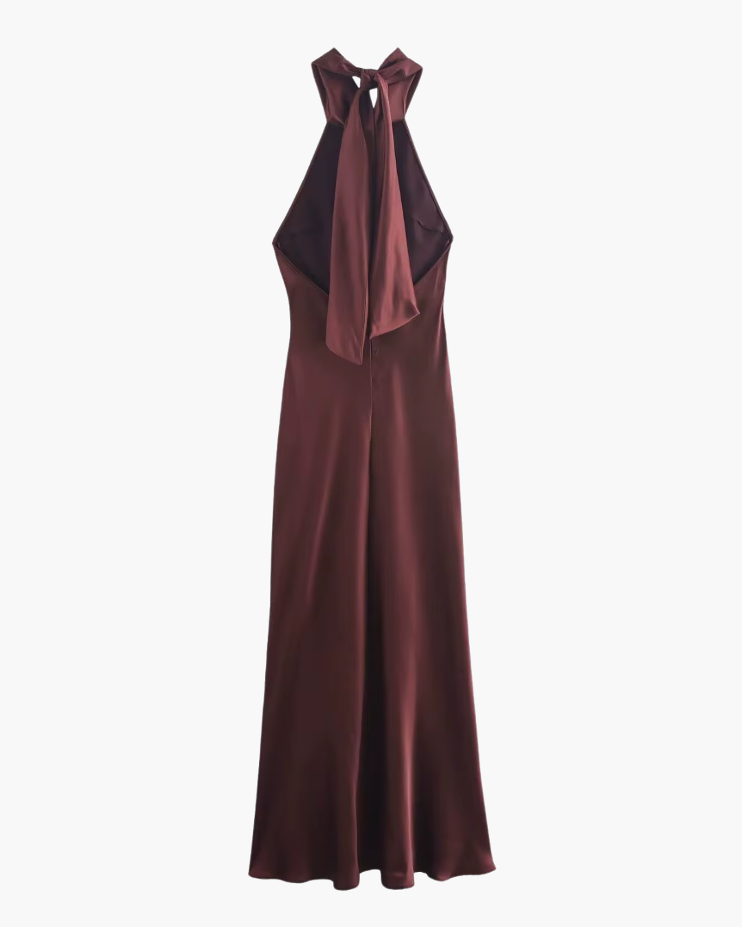 Bordeauxrode Halter Maxi Jurk van Satijn