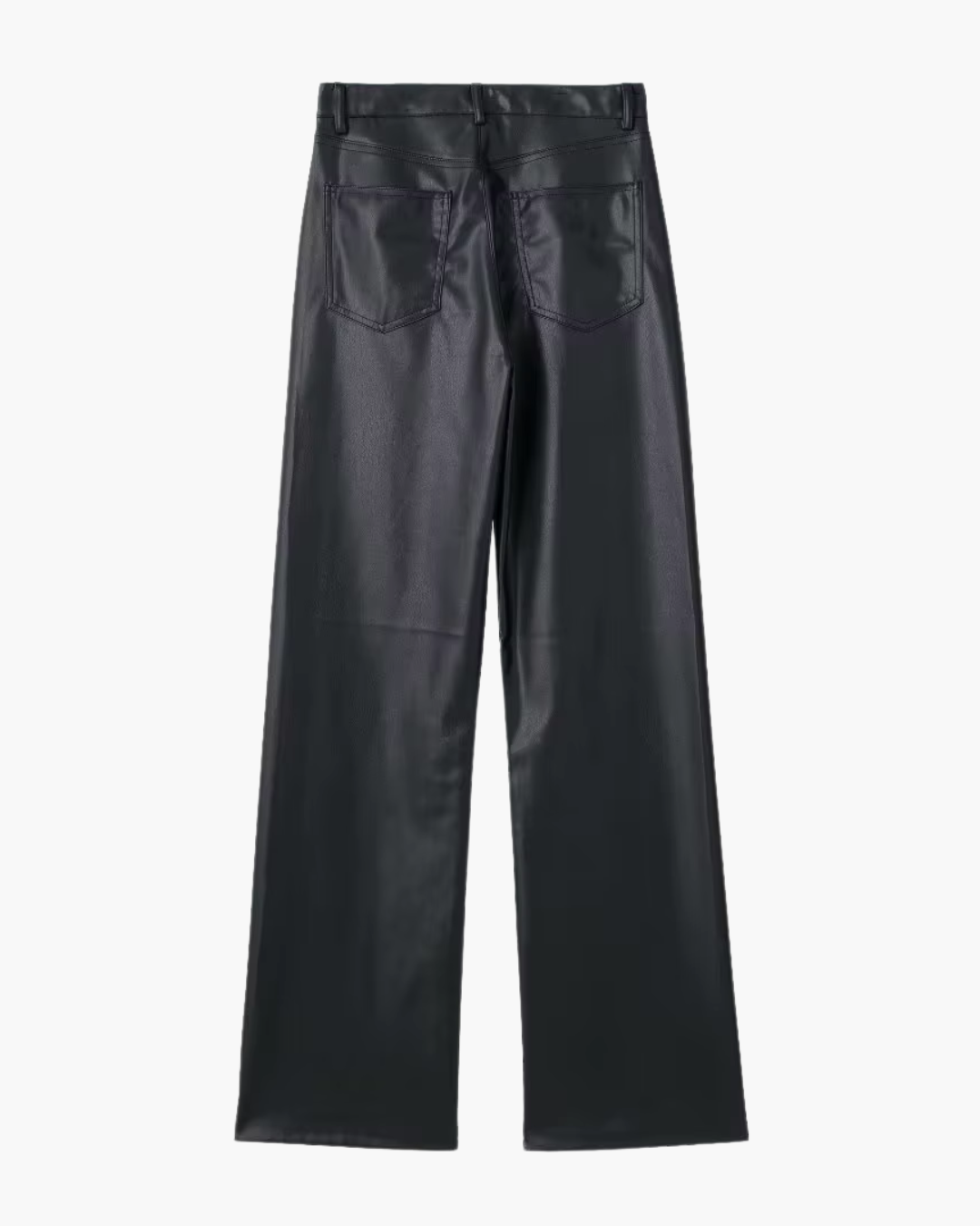 Zwarte Wide Leg Broek van Imitatieleer
