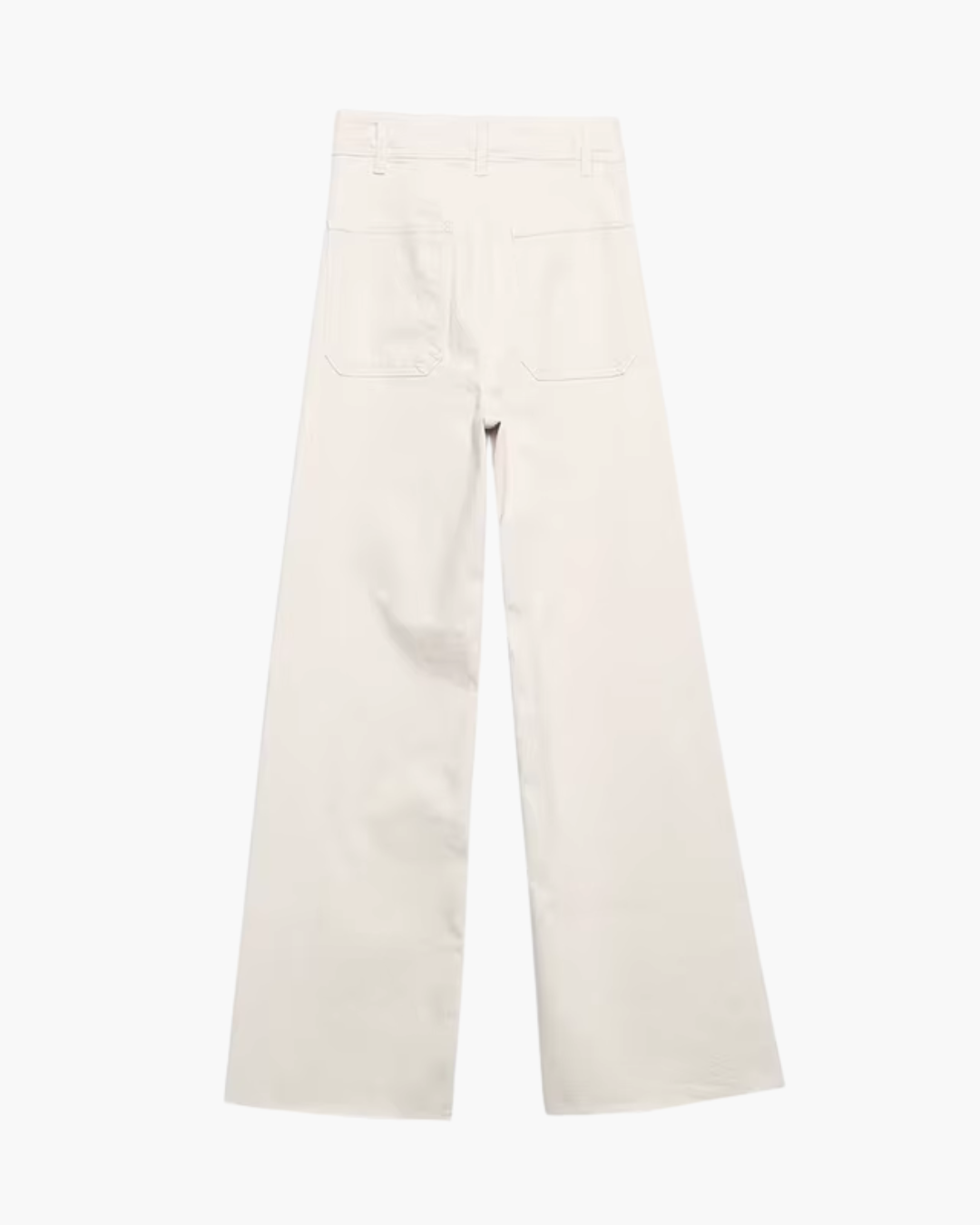 Crème Wide Leg Broek met Hoge Taille