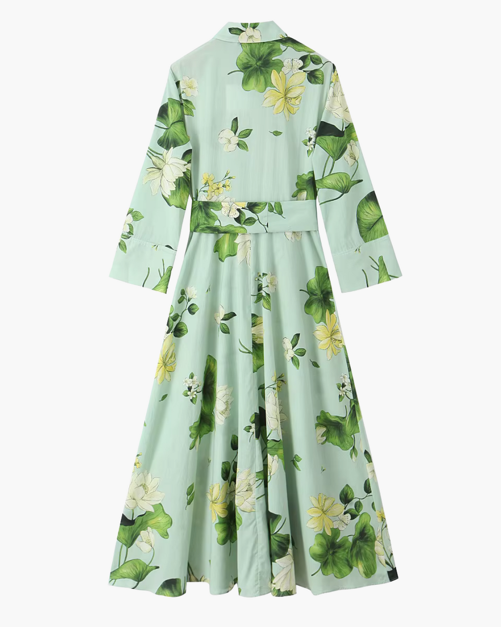 Mintgroene Bloemenjurk met Strikceintuur