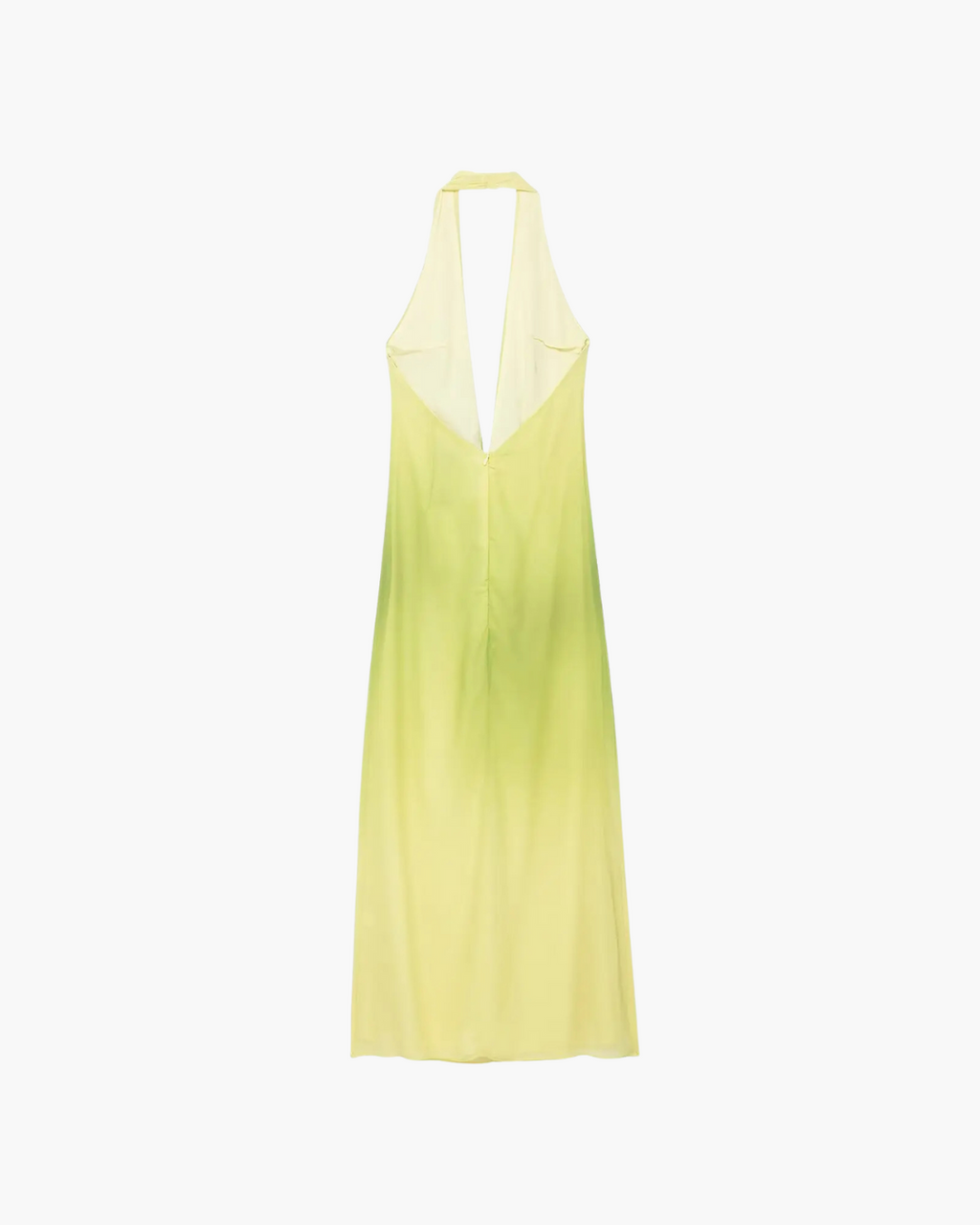 Gele Halter Maxi Jurk met Gedrapeerd Detail