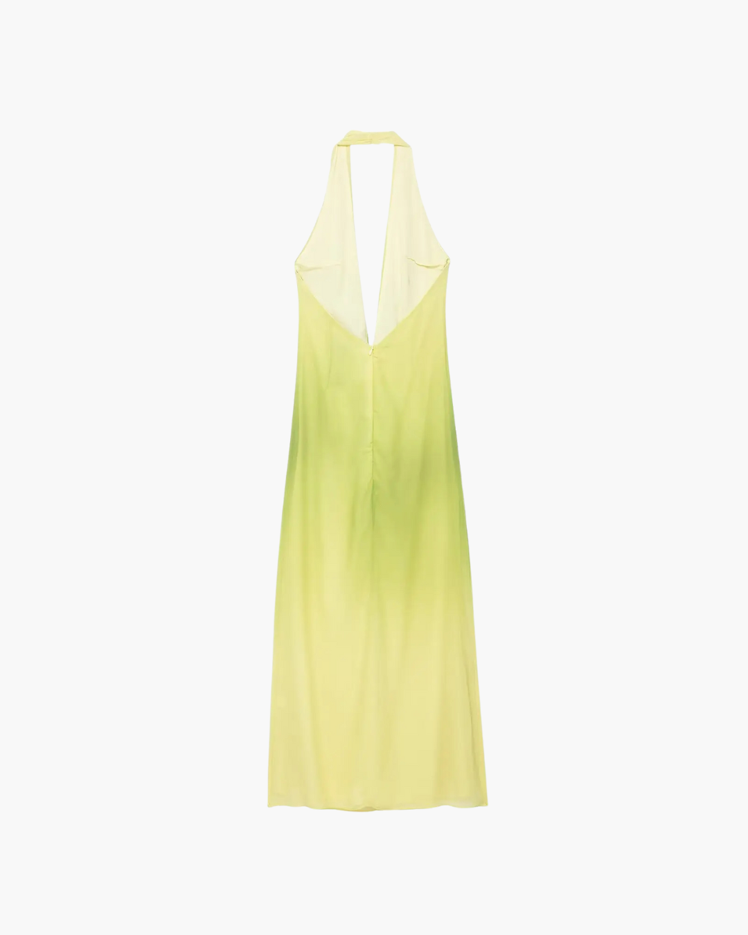 Gele Halter Maxi Jurk met Gedrapeerd Detail
