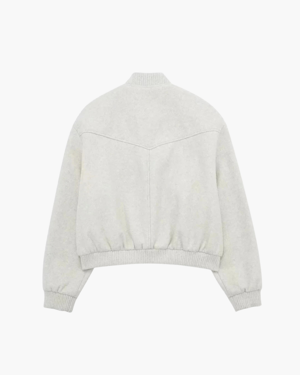 Crème Cropped Bomberjack Dames – Oversized Jas met Drukknopen