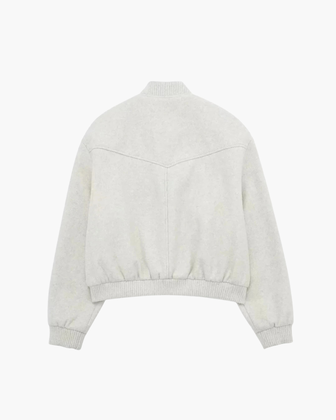 Crème Cropped Bomberjack Dames – Oversized Jas met Drukknopen