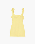 Gele Geruite Mini Jurk met Strikbandjes