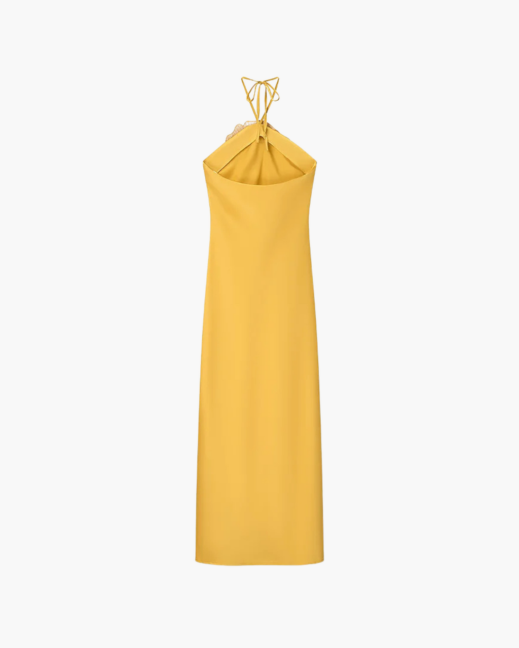 Gele Halter Maxi Jurk met 3D Bloem