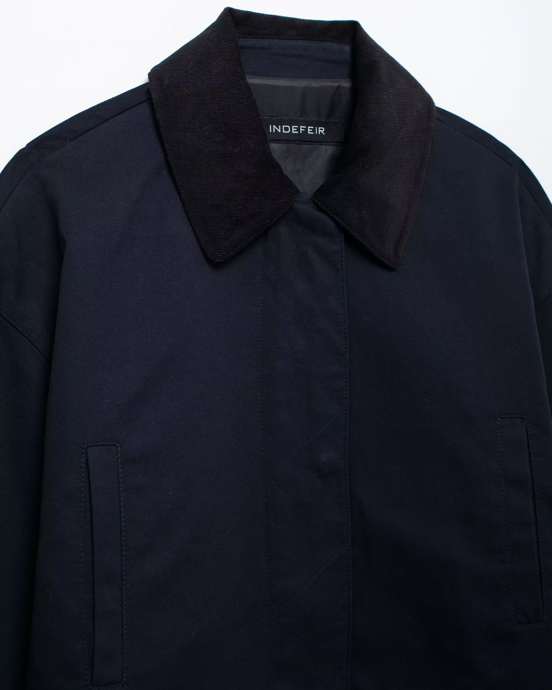 Donkerblauwe Cropped Damesjas met Kraag