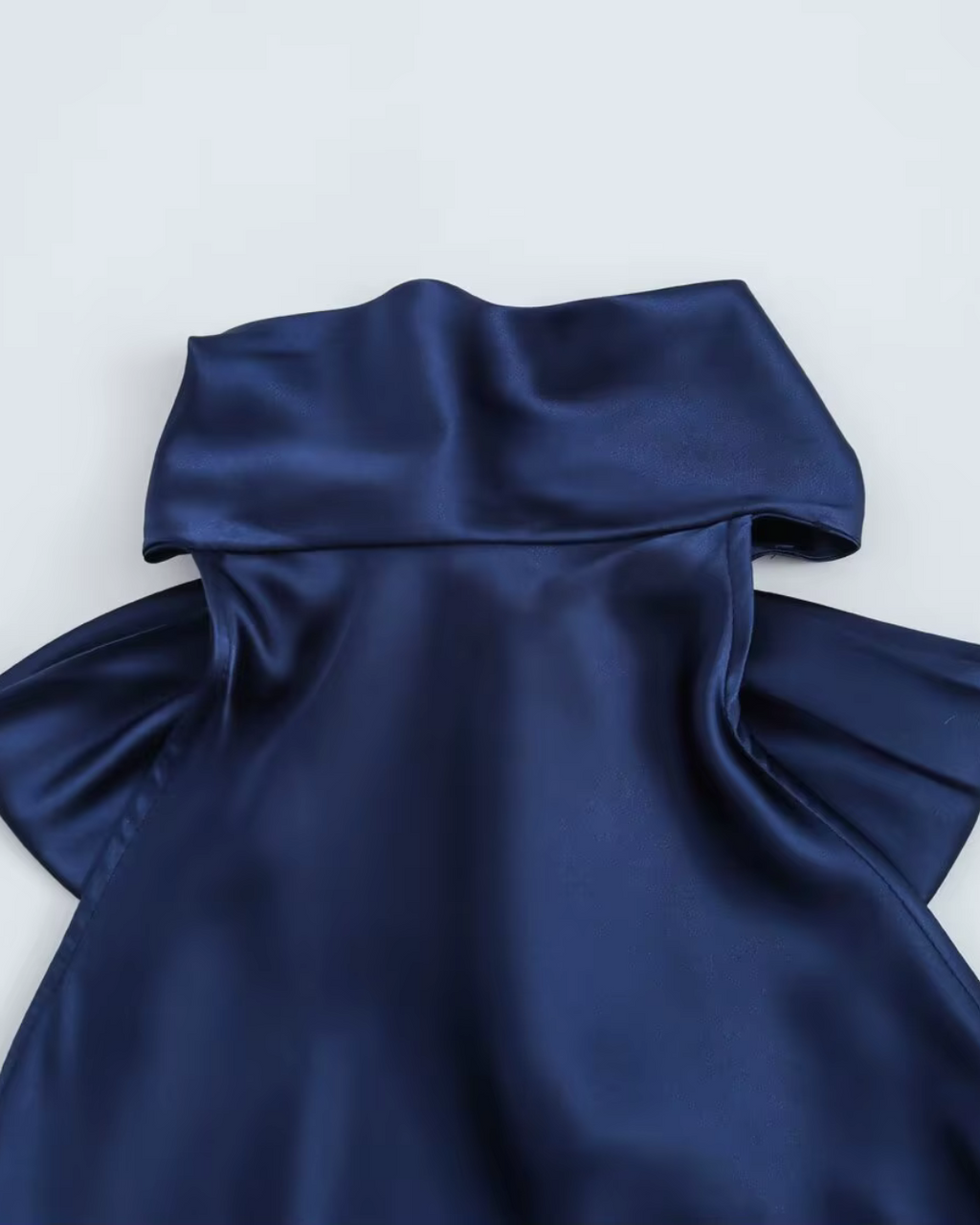 Donkerblauwe Halter Maxi Jurk van Satijn