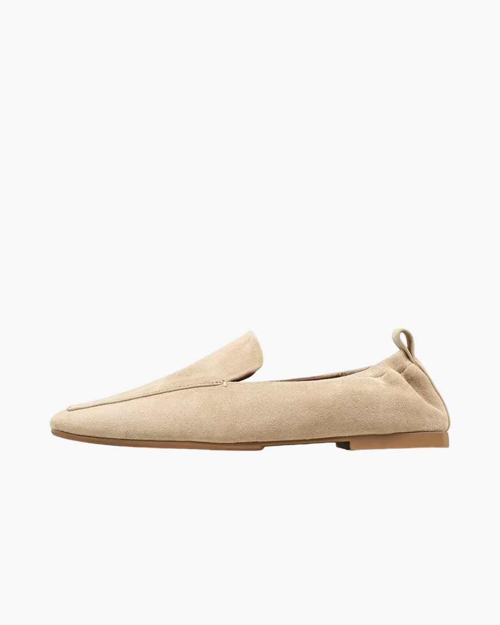 Beige Suède Loafers Dames – Zachte Instappers met Vierkante Neus