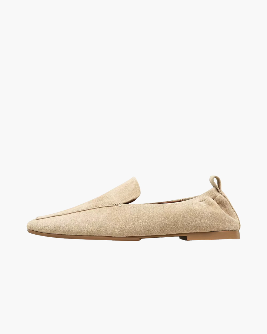 Beige Suède Loafers Dames – Zachte Instappers met Vierkante Neus