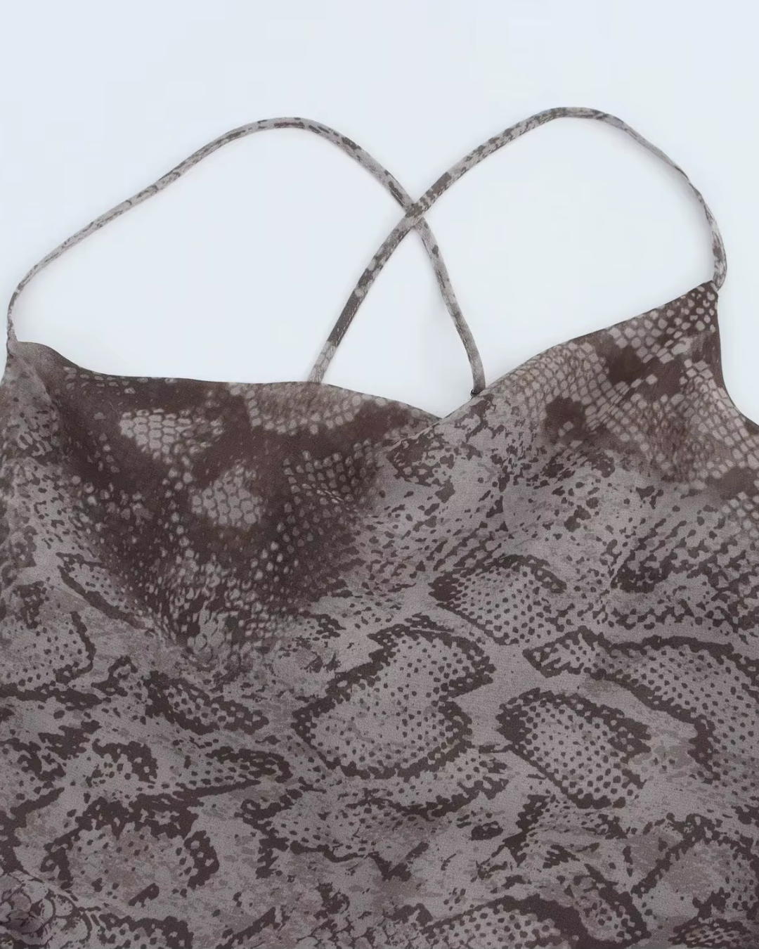 Slangenprint Midi Jurk met Spaghettibandjes
