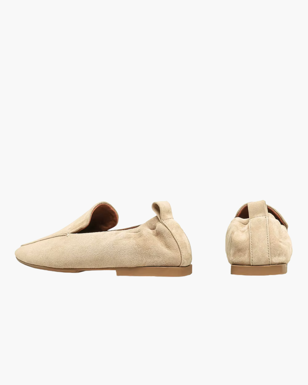 Beige Suède Loafers Dames – Zachte Instappers met Vierkante Neus