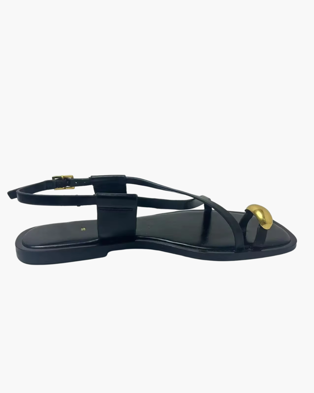 Zwarte Platte Sandalen met Gouden Detail – Teenslipper Sandalen Dames