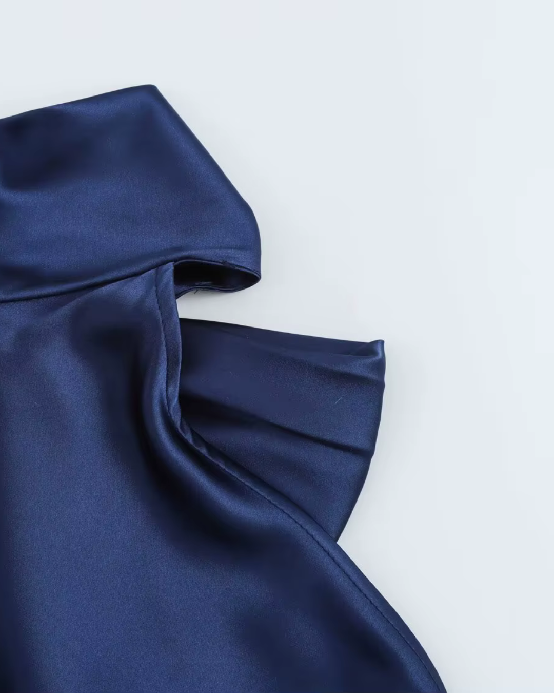 Donkerblauwe Halter Maxi Jurk van Satijn