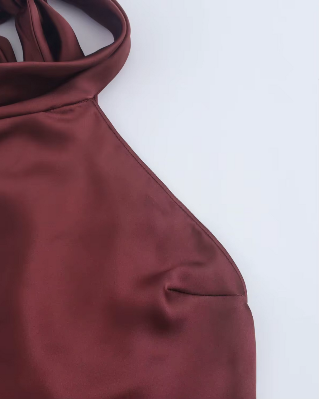 Bordeauxrode Halter Maxi Jurk van Satijn
