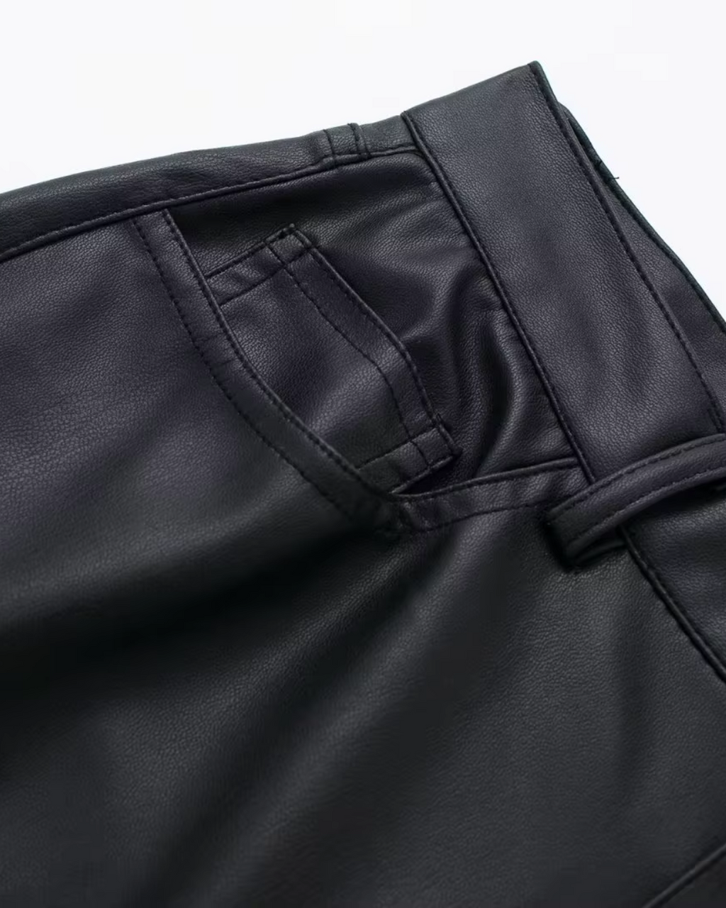 Zwarte Wide Leg Broek van Imitatieleer