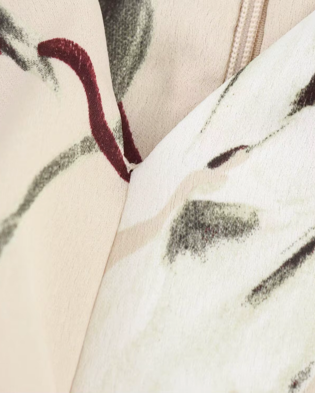 Beige Midi Jurk met Bloemenprint