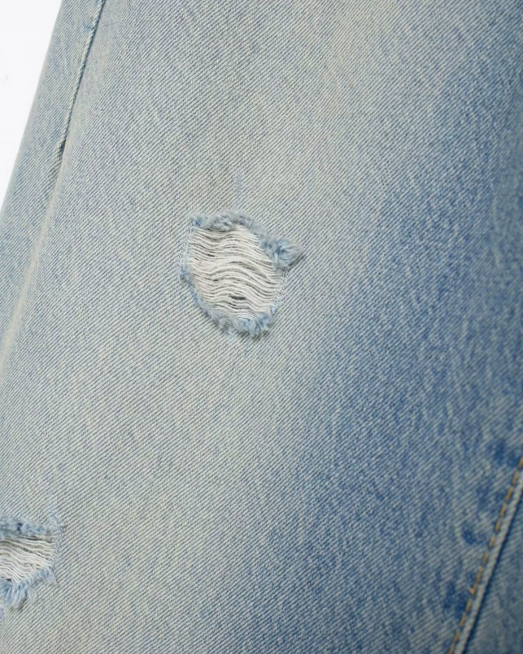 Lichtblauwe Wide Leg Jeans met Destroyed Details