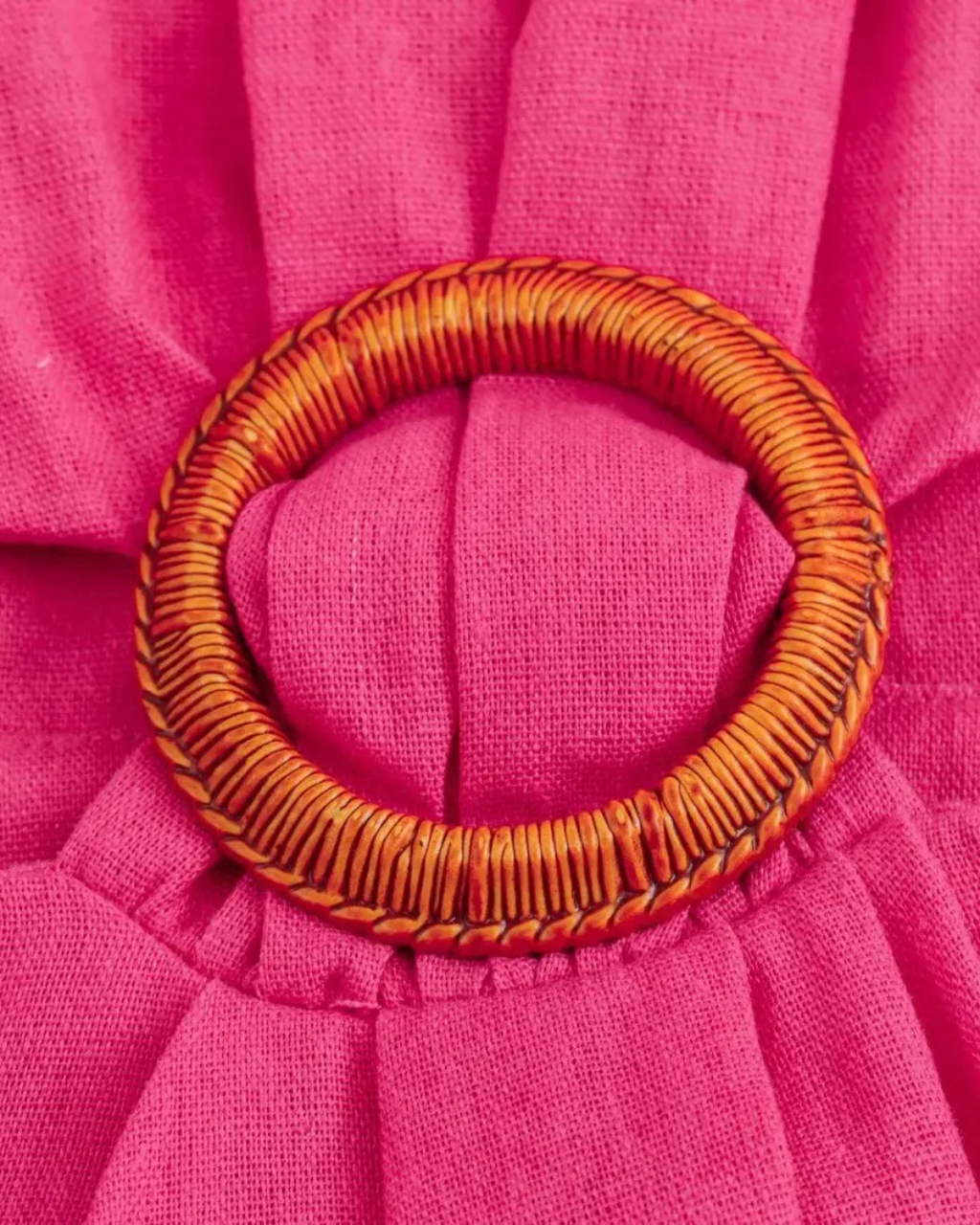 Fuchsia Midi Jurk Dames – Mouwloze Jurk met Cut-Out & Ringdetail