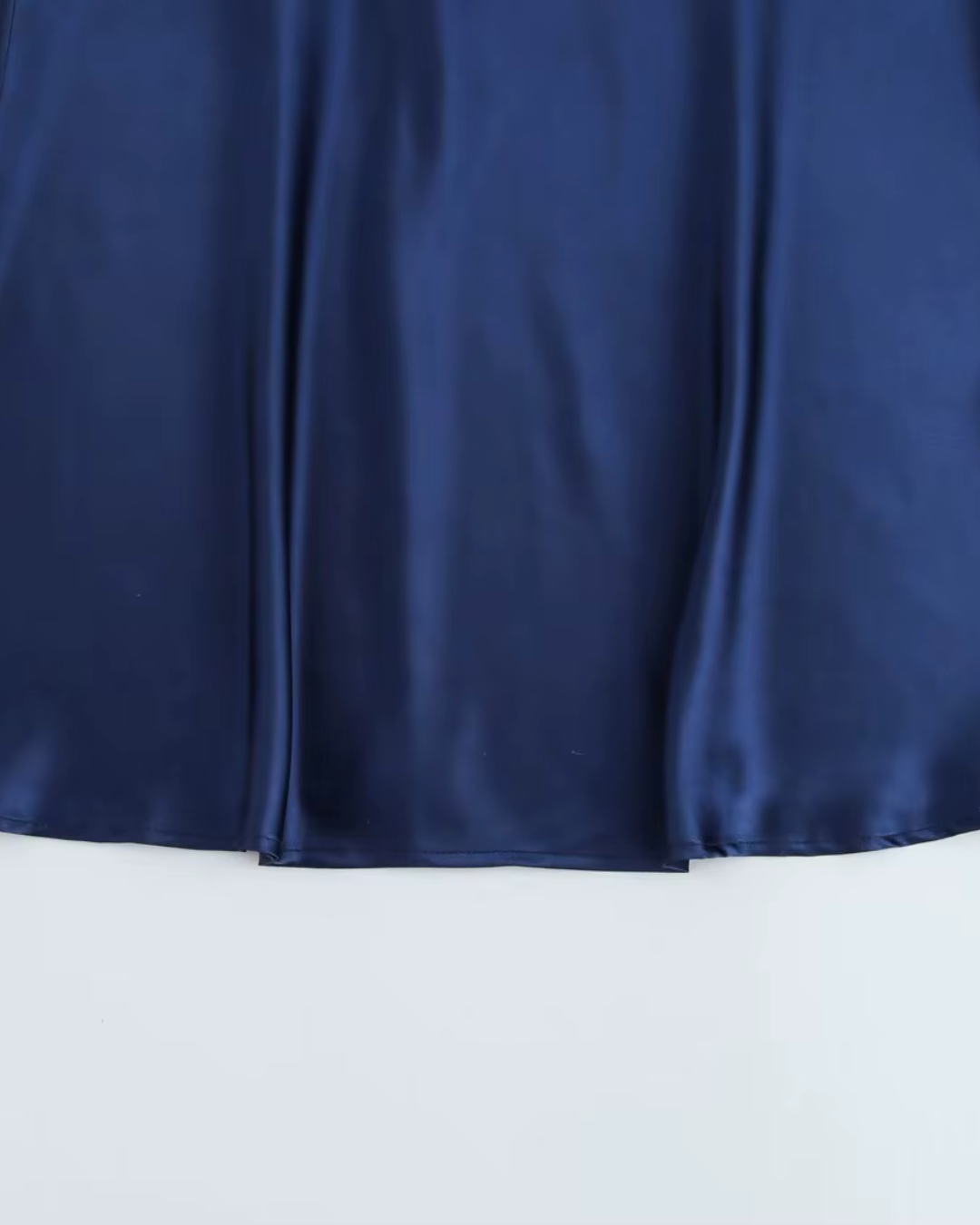 Donkerblauwe Halter Maxi Jurk van Satijn