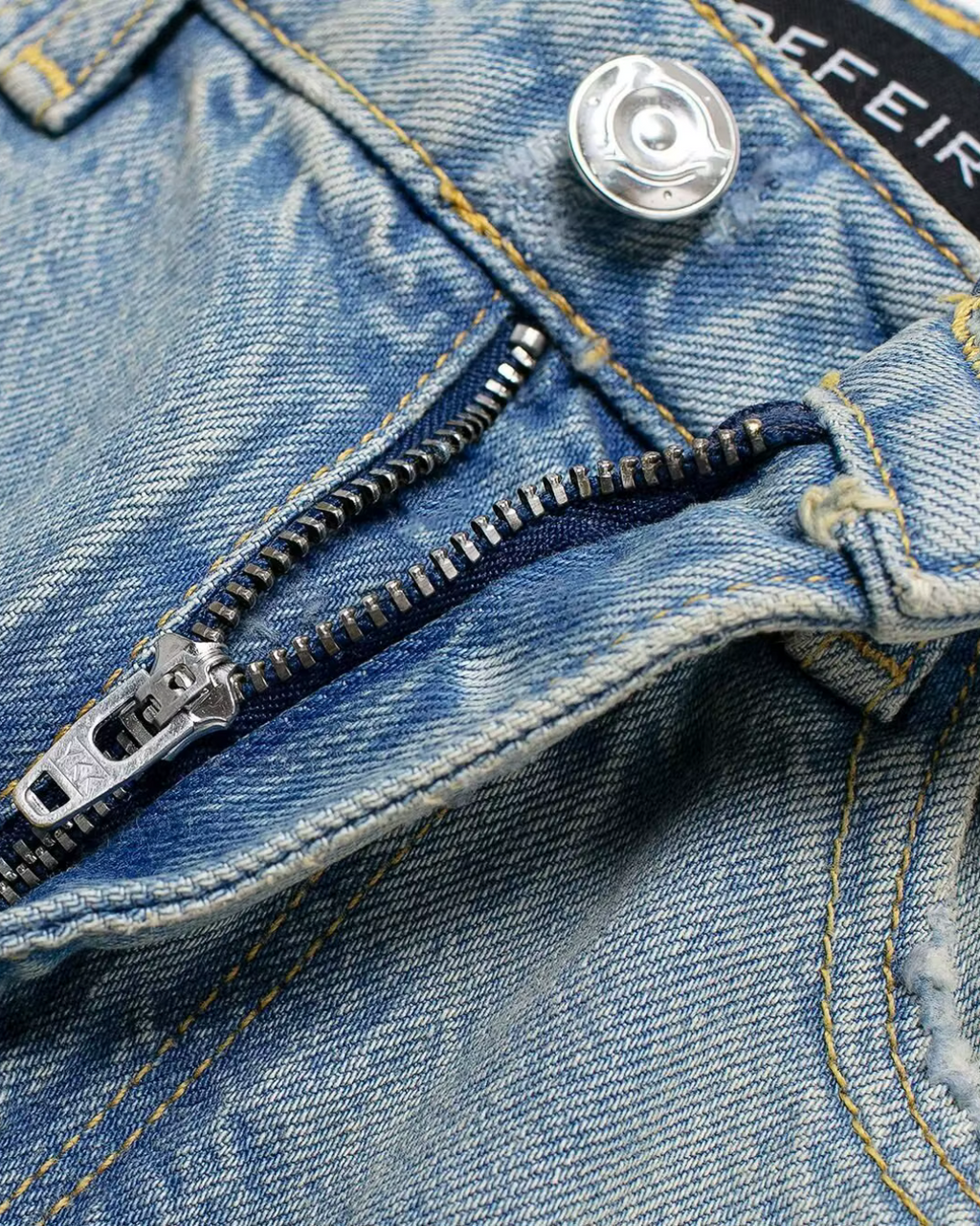 Lichtblauwe Wide Leg Jeans met Destroyed Details