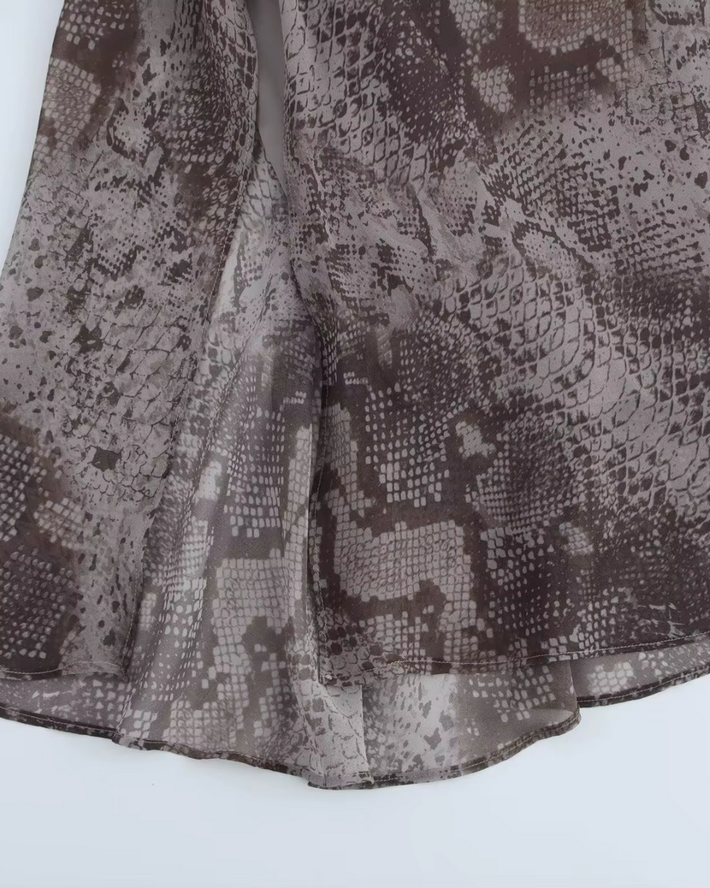 Slangenprint Midi Jurk met Spaghettibandjes