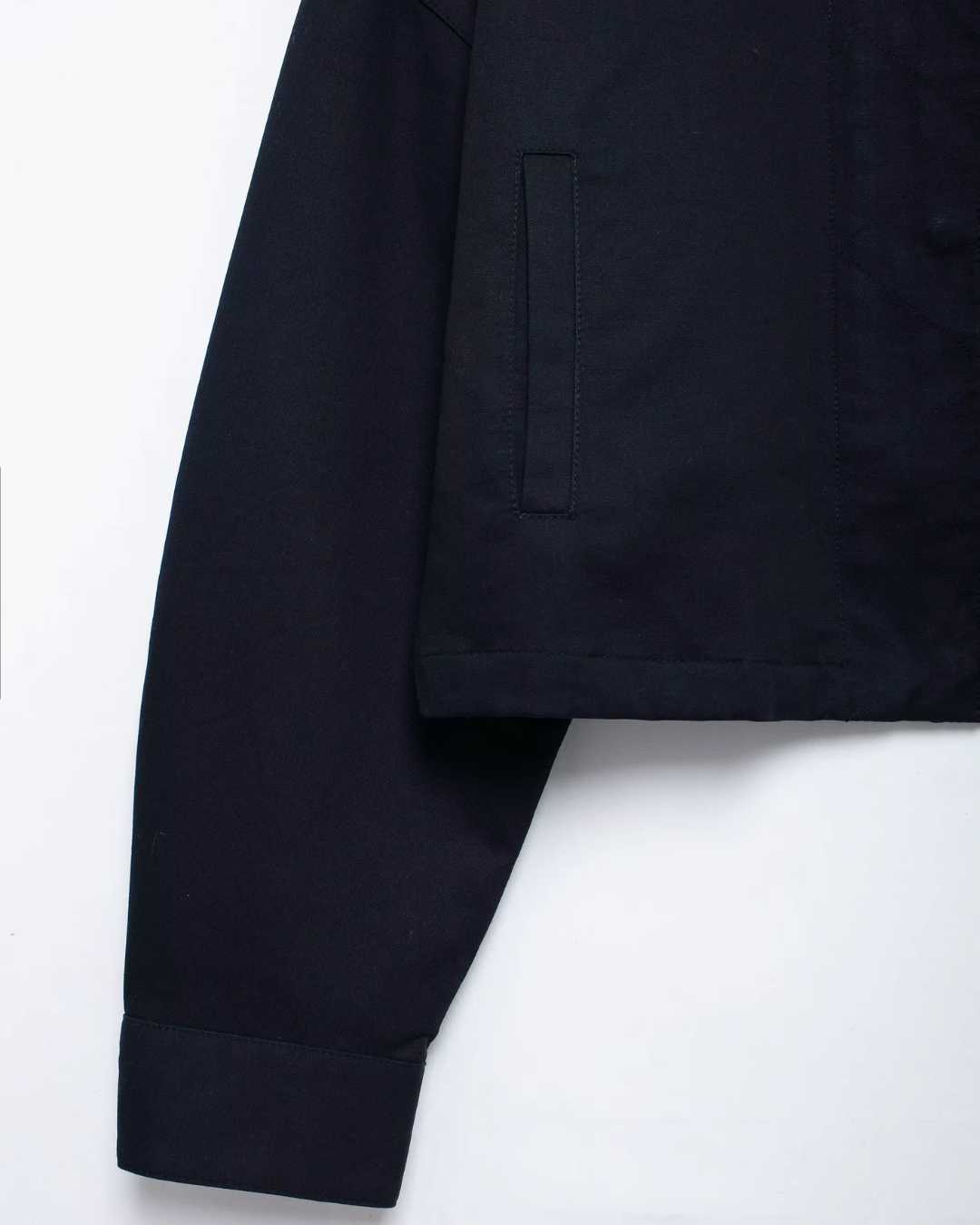 Donkerblauwe Cropped Damesjas met Kraag