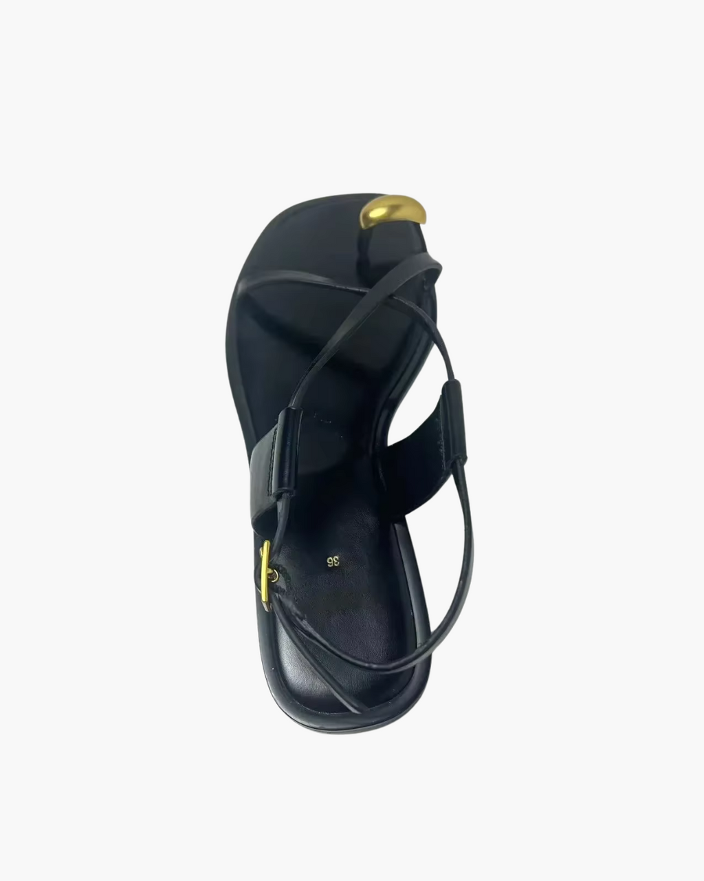 Zwarte Platte Sandalen met Gouden Detail – Teenslipper Sandalen Dames
