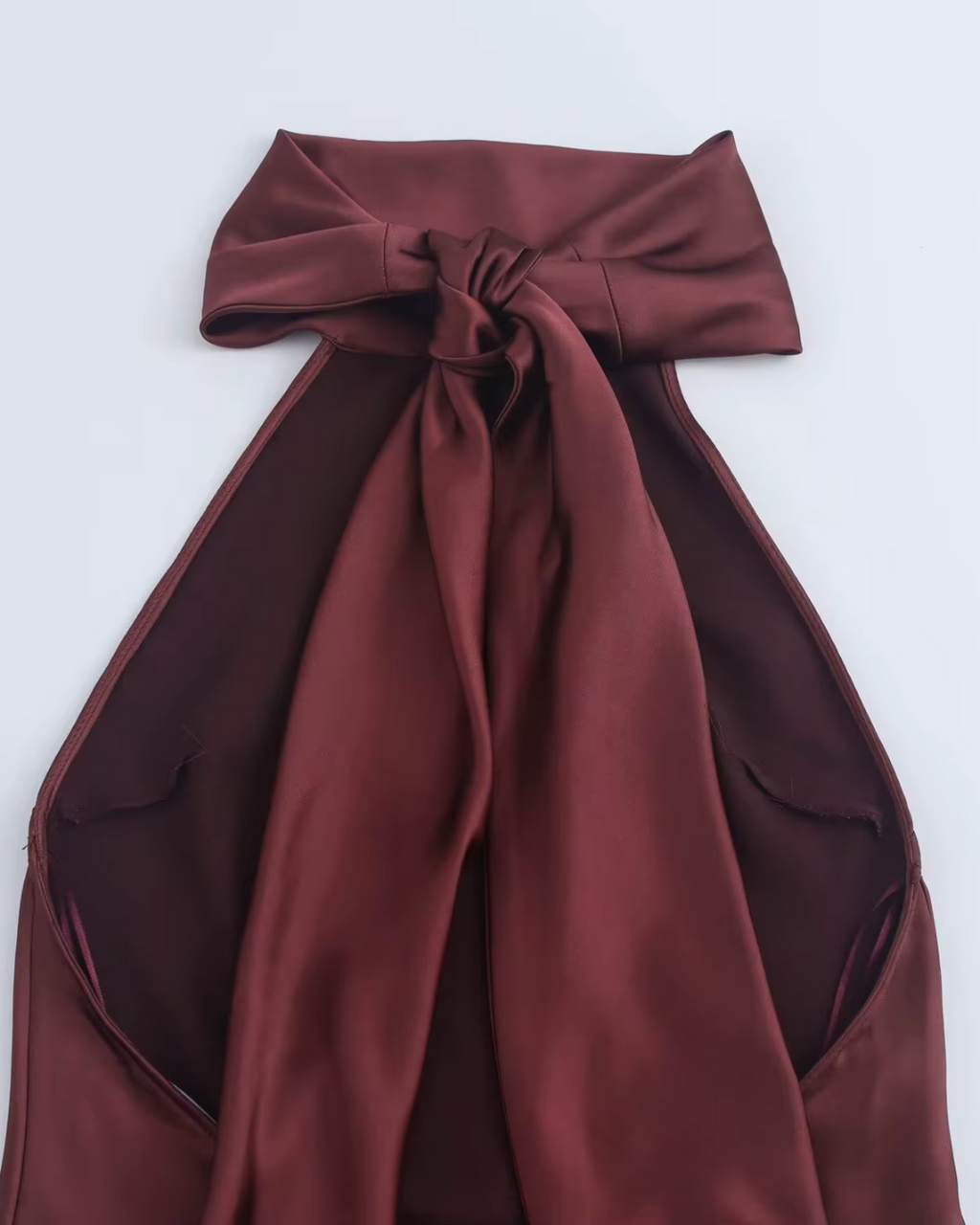 Bordeauxrode Halter Maxi Jurk van Satijn