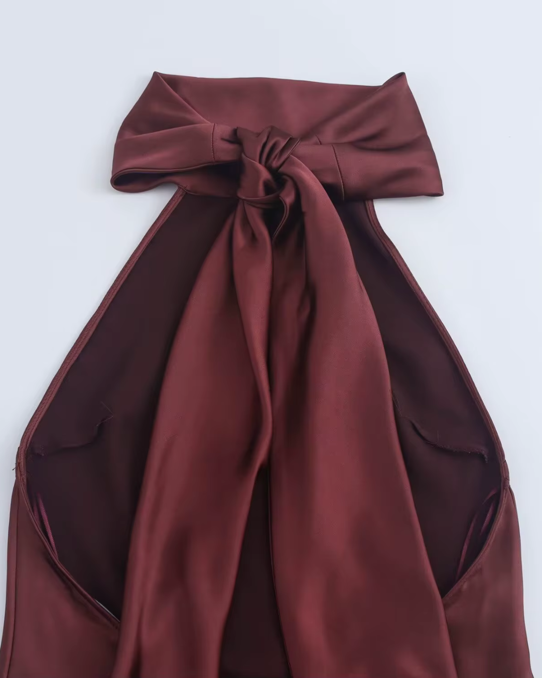 Bordeauxrode Halter Maxi Jurk van Satijn