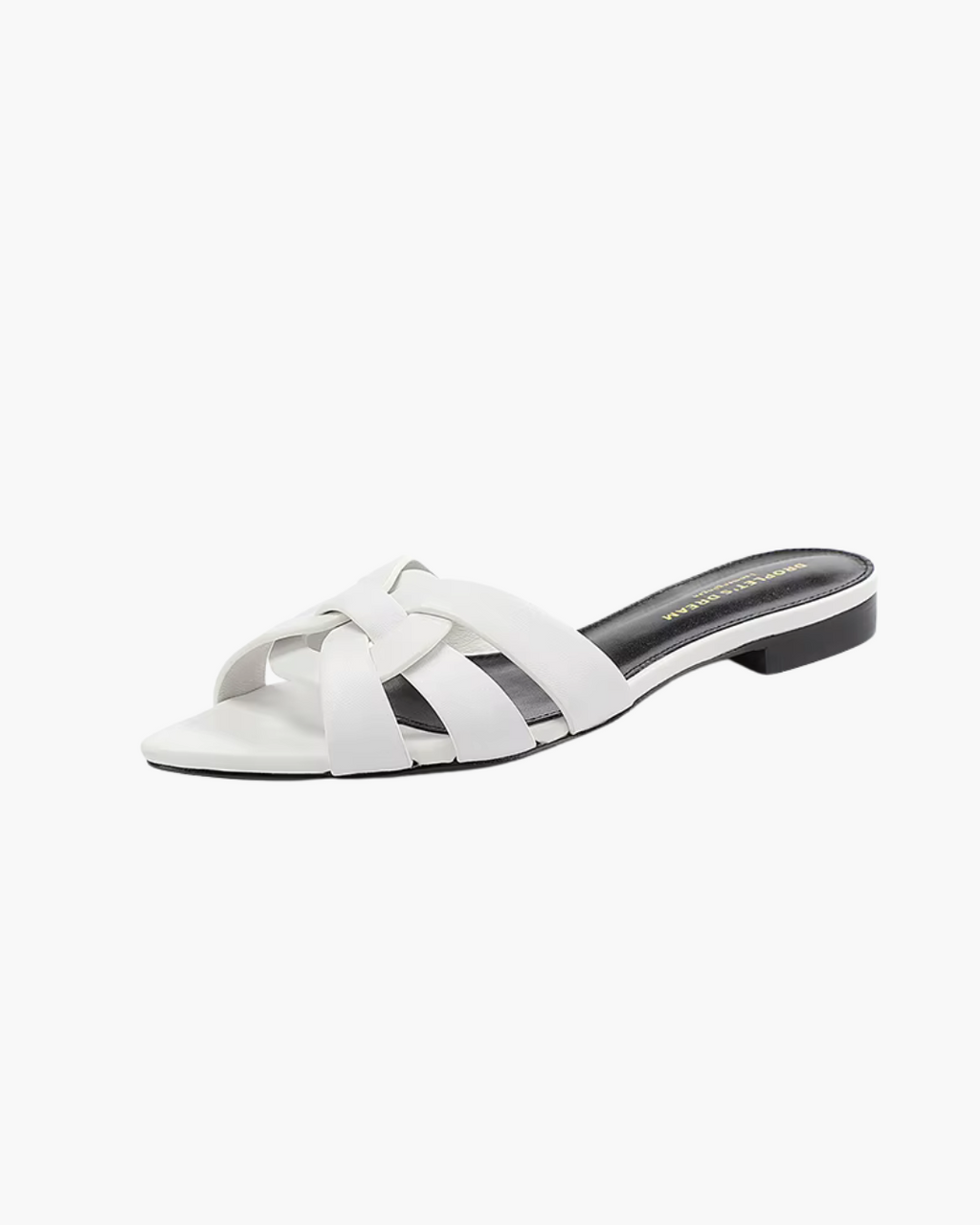 Gevlochten Slippers Dames – Platte Muiltjes met Puntige Neus | Zwart & Wit